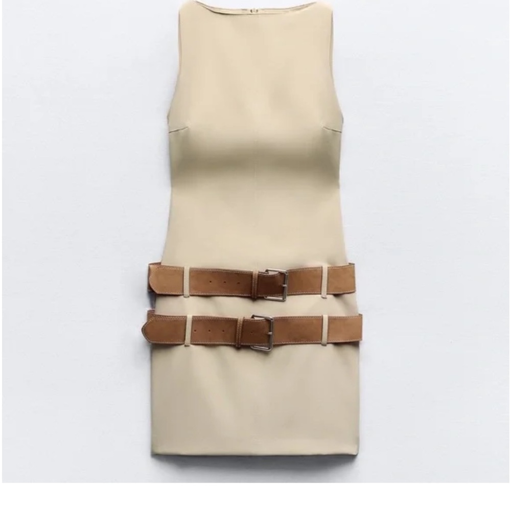 NWT Blogger Favorite Zara double belted fitted dress - Picture 3 of 6